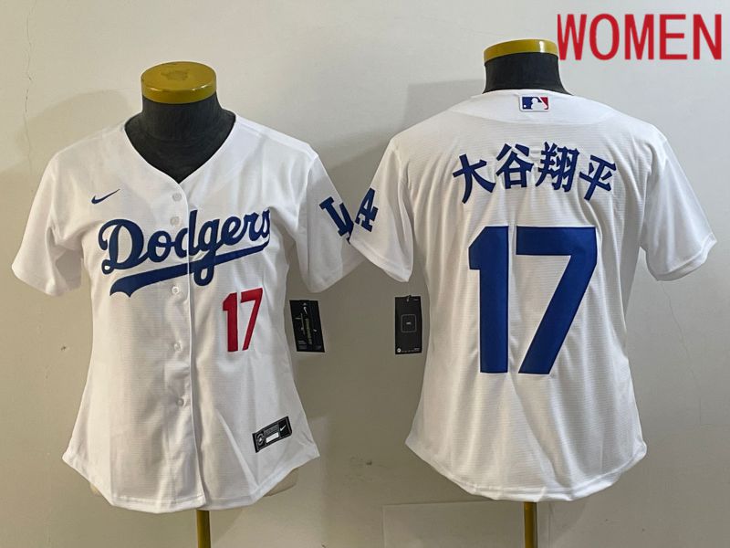 Women Los Angeles Dodgers 17 Ohtani White Nike Game MLB Jersey style 4